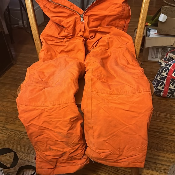 Lands end orange kids size 12 snow bibs - Picture 2 of 4